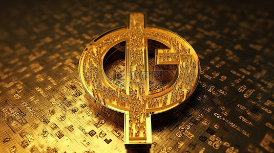 3d 渲染财富和繁荣的象征金黄美元符号