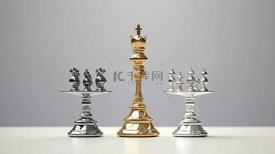 棋子的规模竞争 3D 渲染的竞争