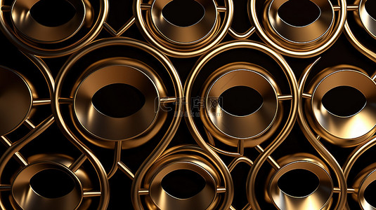 背景设计现代奢华的金色圆环图案以 3d 呈现