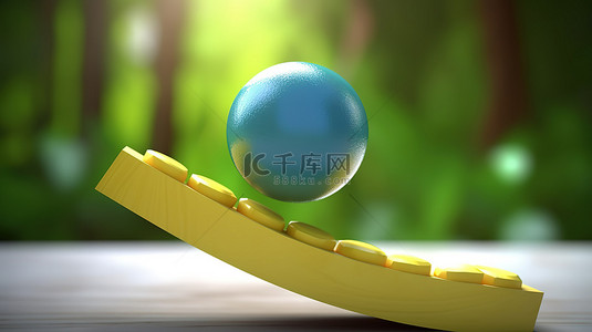 测量背景背景图片_拿着平衡的 3d 球体的跷跷板