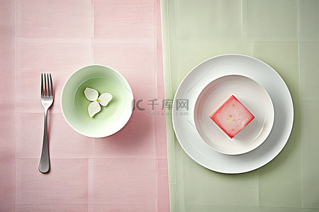 茶背景图片_盘子和餐巾是绿色的
