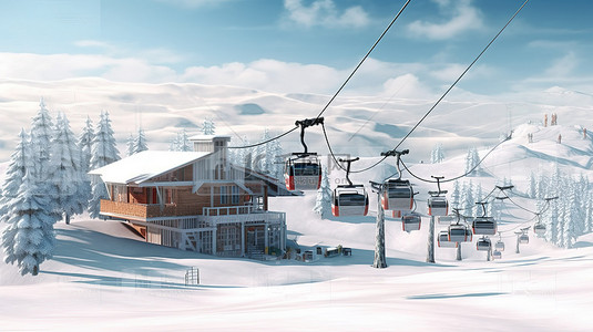 冬季仙境滑雪胜地升雪和文本空间