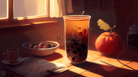 水果橘子背景背景图片_奶茶水果橘子背景