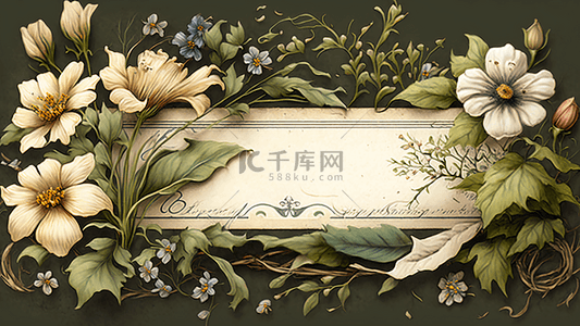 中国风花卉边框背景图片_花卉复古创意