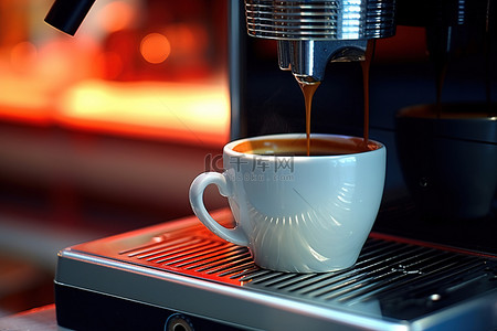 咖啡机背景图片_咖啡机中的咖啡杯