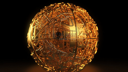 金色背景背景图片_金色立方体形状合并形成一个 3d 球体渲染