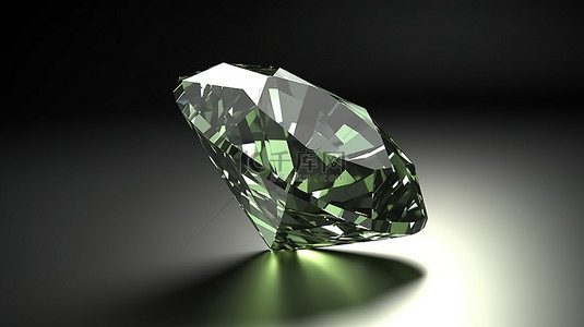 菱形蓝色背景背景图片_灰色背景下闪闪发光的绿色钻石的 3D 渲染