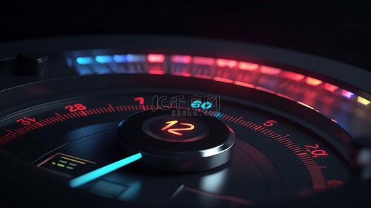 车速背景图片_车速表信用评级刻度圆形控制面板图标，在 3D 插图中描绘高风险