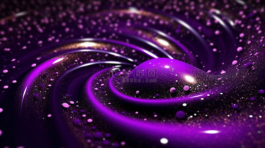 令人惊叹的黑色背景上迷人的紫色闪光，3D 杰作