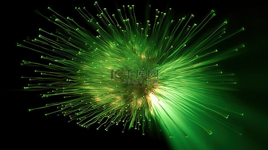 3d 渲染中的抽象绿色爆炸射线