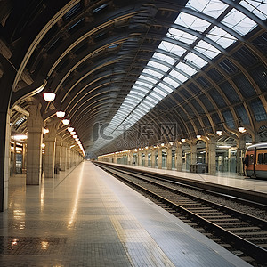 地铁背景图片_大型火车轨道一端的平台