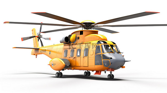 医疗背景图片_白色背景下用于运输或救援的军用直升机的 3D 插图
