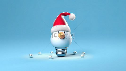 冬天背景图片_悬挂在蓝色背景上的节日灯泡 3D 圣诞节灵感插图