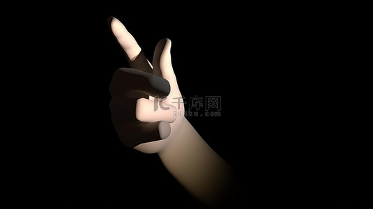 点击按钮背景图片_卡通手用手指指向右侧或点击某物通过 3D 渲染创建阴影的插图