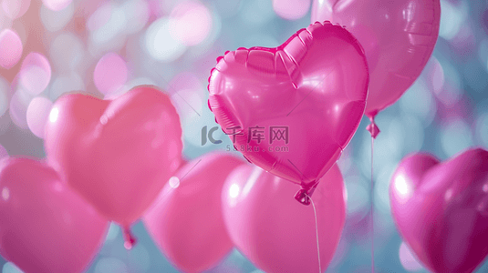 氢气背景图片_唯美漂亮粉红色儿童爱心氢气球图片1