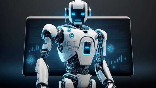 机器人白色外壳蓝光触摸屏科技机器人