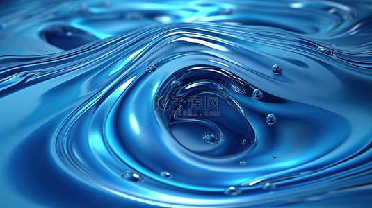 充满活力的蓝色水背景的 3D 渲染非常适合产品促销