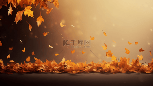 秋天风景背景图片_秋天树叶落叶广告背景