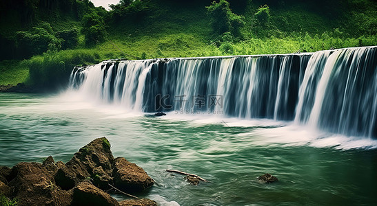 瀑布背景图片_佩西蒂纳瀑布 斐济 绿
