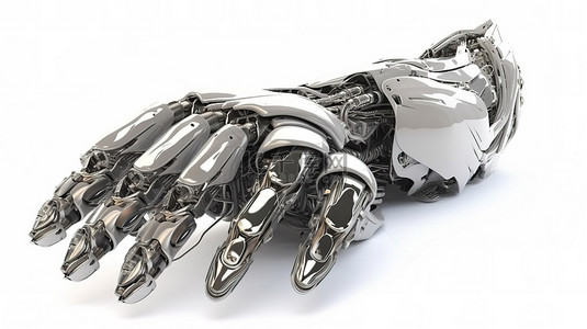 技术合同背景图片_3D 渲染的机器人手和机器人握手在白色背景