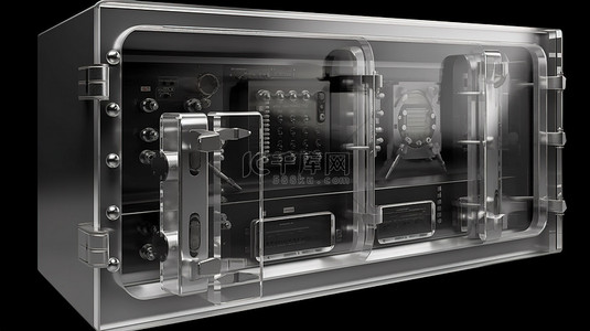 孤立的银行金库或保险箱在 x 射线 3d 渲染
