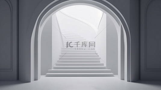 品牌推广方案背景图片_arc a 3d 渲染中的极简主义楼梯设计，用于品牌推广和产品植入