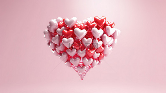 礼物背景图片_可爱的气球心浪漫情人节和婚礼背景 3d