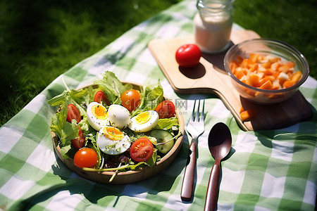 水果沙拉背景图片_自制野餐早餐沙拉
