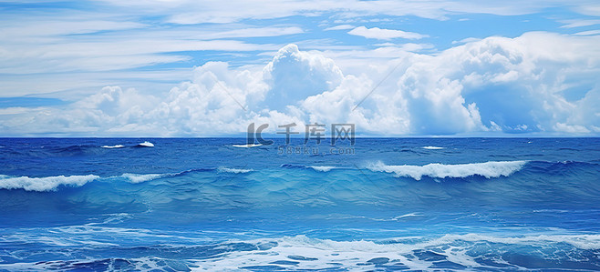 蓝色的海洋和白云