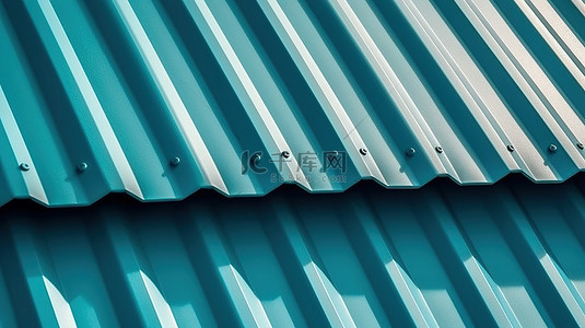 带有 PVC 涂层金属屋顶的房屋正面的波纹金属壁板和异型板材的三维插图