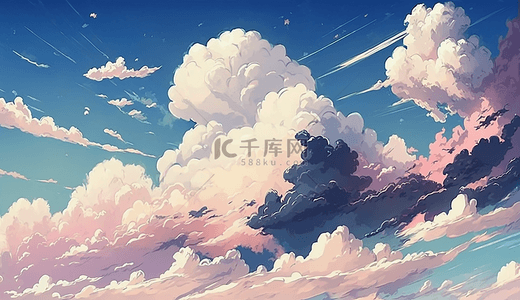 天空白云二次元插图背景