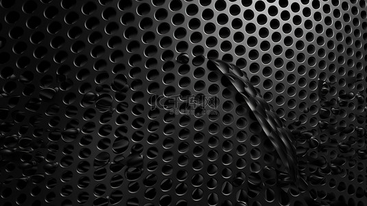 抽象金属网格无缝图案，在粗糙的 3D 渲染背景上带有黑色点状暗孔