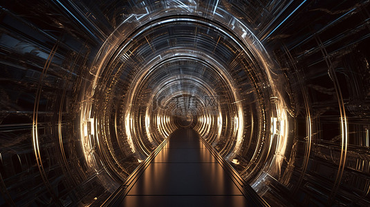 高清壁纸背景图片_令人惊叹的 4k 超高清 3D 渲染宏伟玻璃隧道