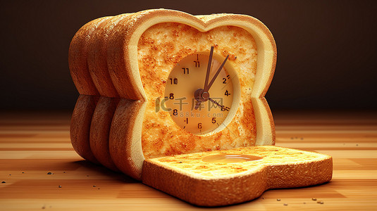 冬季的健康背景图片_3d 渲染的烤面包计时器