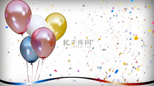 五彩缤纷的彩带背景图片_庆祝彩带气球生日聚会