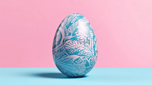 春节传统文化背景图片_复活节彩蛋，双色调蓝色装饰，粉红色背景，3D 创建