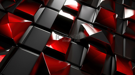 红金金属背景图片_抽象几何金属背景上红色钻石的 3d 渲染