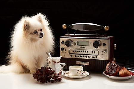 咖啡豆收音机小狗和收音机
