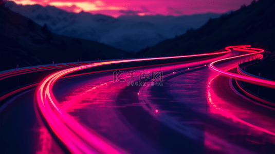 夜晚山路上红色灯光线条流线纹理的背景13