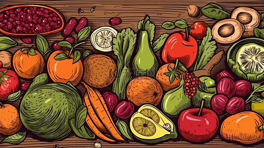 卡通沙拉背景图片_食物蔬菜农作物牛油果背景