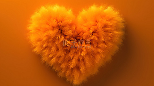 橙色的柔软模糊的心的 3D 插图