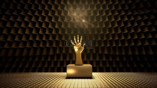 投票背景图片_讲台上举起的金手表示 3D 环境中的投票