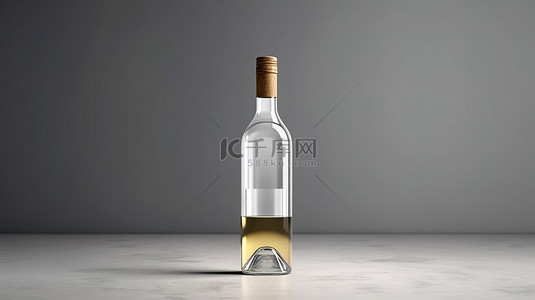 红酒广告背景图片_灰色背景上的模拟放置展示了一个空酒瓶，用于以 3D 渲染的酒精广告概念