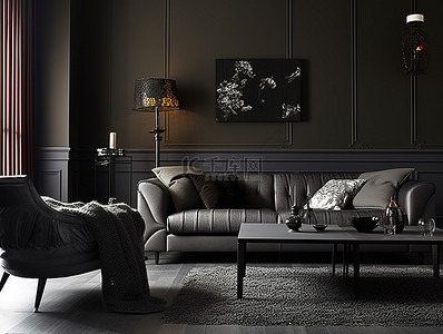 创意家具背景图片_如果您喜欢在家中使用黑色和灰色，灰色墙壁客厅创意照片灵感