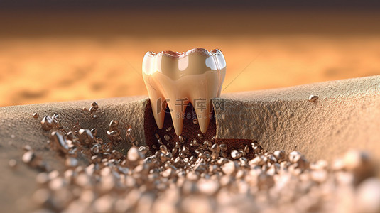 牙齿上的飞尘 3D 渲染图