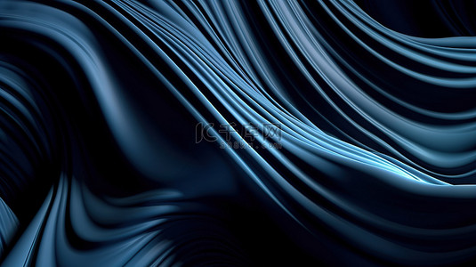 蓝色波纹布 3d 渲染抽象背景
