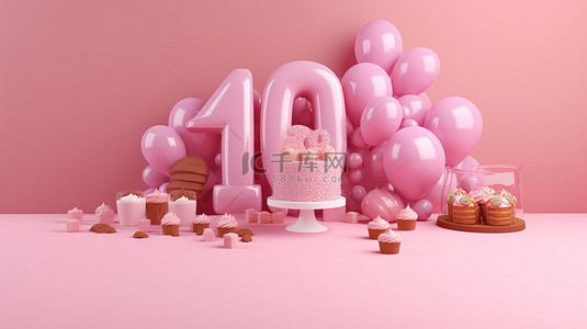100生日背景图片_浅粉色背景的 3d 渲染，标志着 100 周年庆典