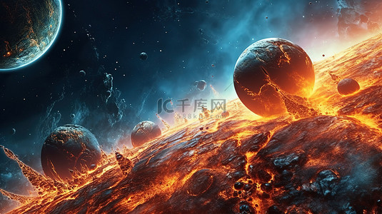 地球背景背景图片_宇宙中外星行星的 3d 渲染