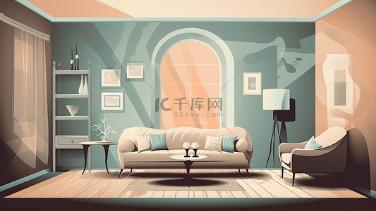 宅家舒适背景图片_室内装饰抽象建造空间