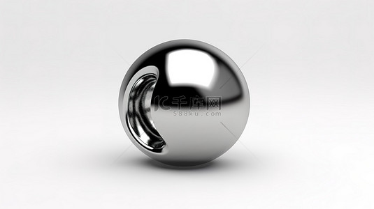 白色背景上孤立的钢制金属球的 3d 渲染